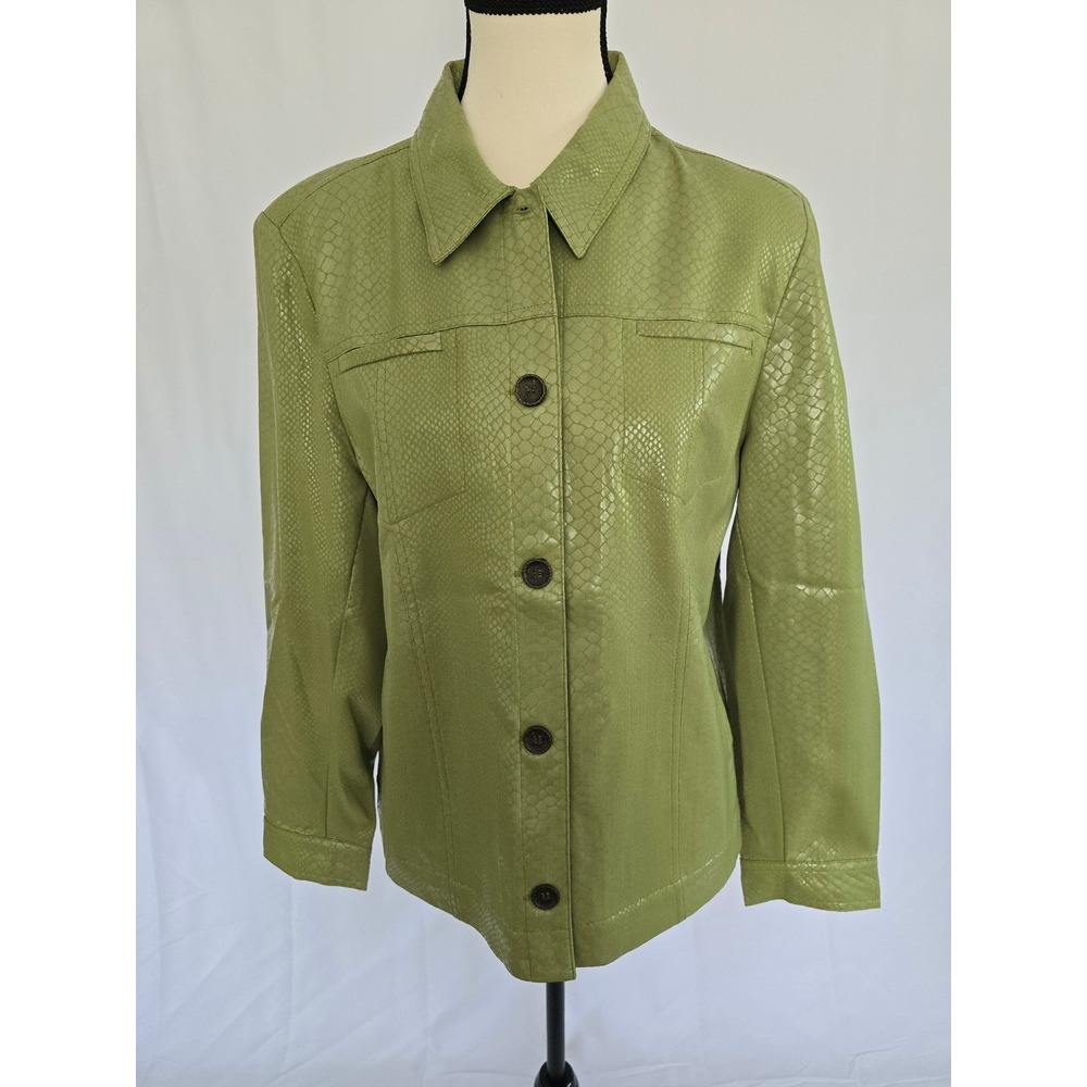 Southern Lady Women's‎ Green Snakeskin Print Button Front Jacket Size 8